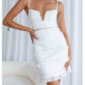 Selfie Leslie Dear Lover Cami Strap Frill Detail Lace Dress White